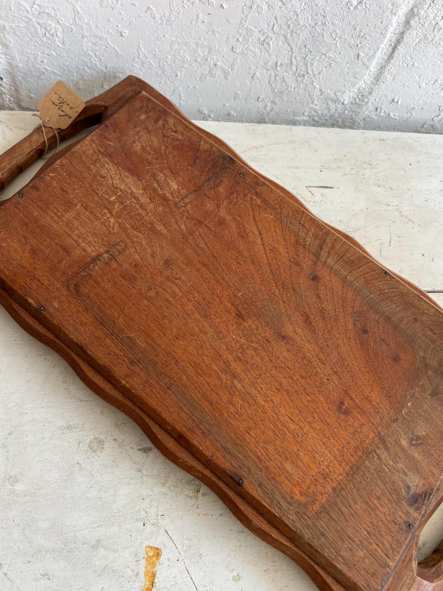 Vintage Hand Carved Wood Serving Tray, Vintage Cactus Tray, MCM Serving Tray