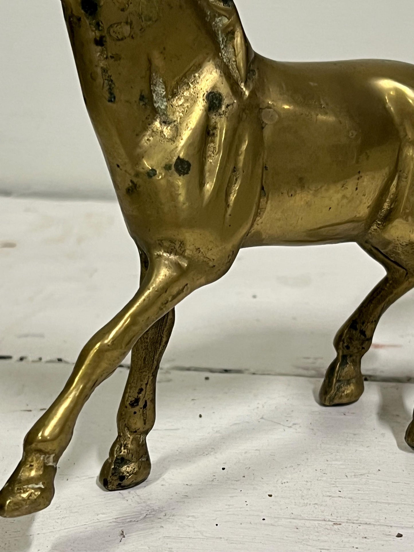 Vintage Brass Horse, 6" Tall, Vintage Brass Animal, Vintage Horse Figurine, Brass, Patina