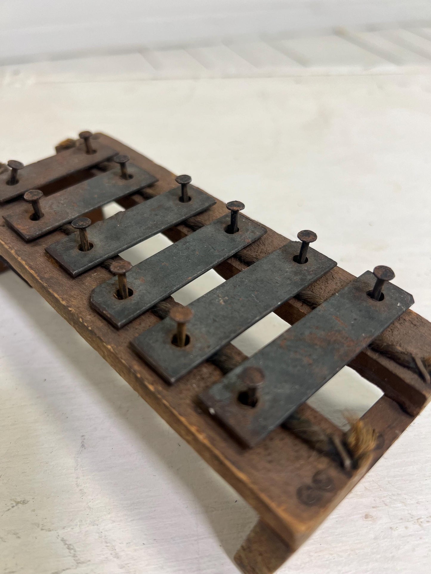 Antique Childs Xylophone, 6.5" Old Metal & Wood Kids Music Toy, Old Instrument, Childs