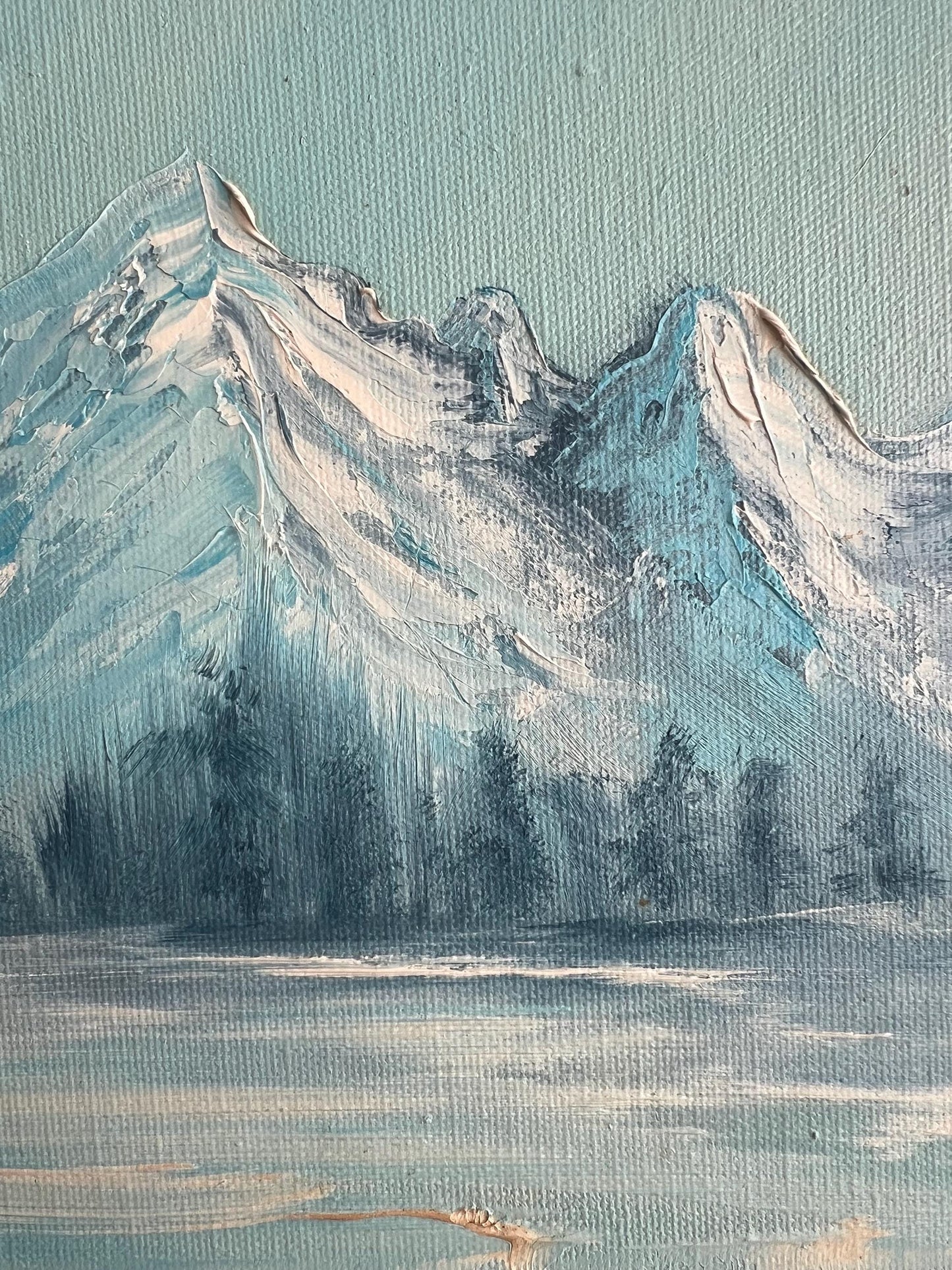 Original Vintage Mountains & Snow Painting, 20x16 Framed, Vintage Snowy Mountain Painting, Old Landscape Painting