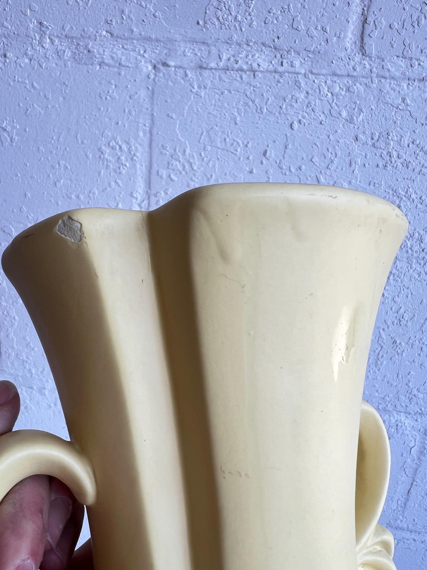 Vintage Yellow MCM Vase 9" | Mid-Century Modern Vase, Yellow Vintage Vase, Curvy Old Vase, MCM Shelf Styling