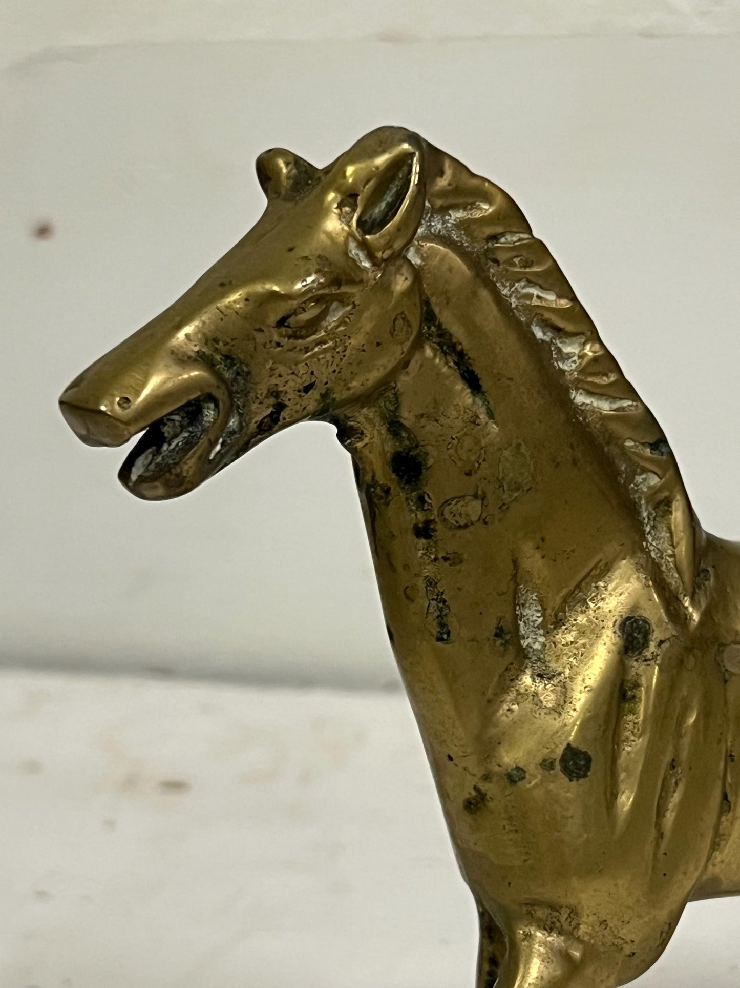 Vintage Brass Horse, 6" Tall, Vintage Brass Animal, Vintage Horse Figurine, Brass, Patina