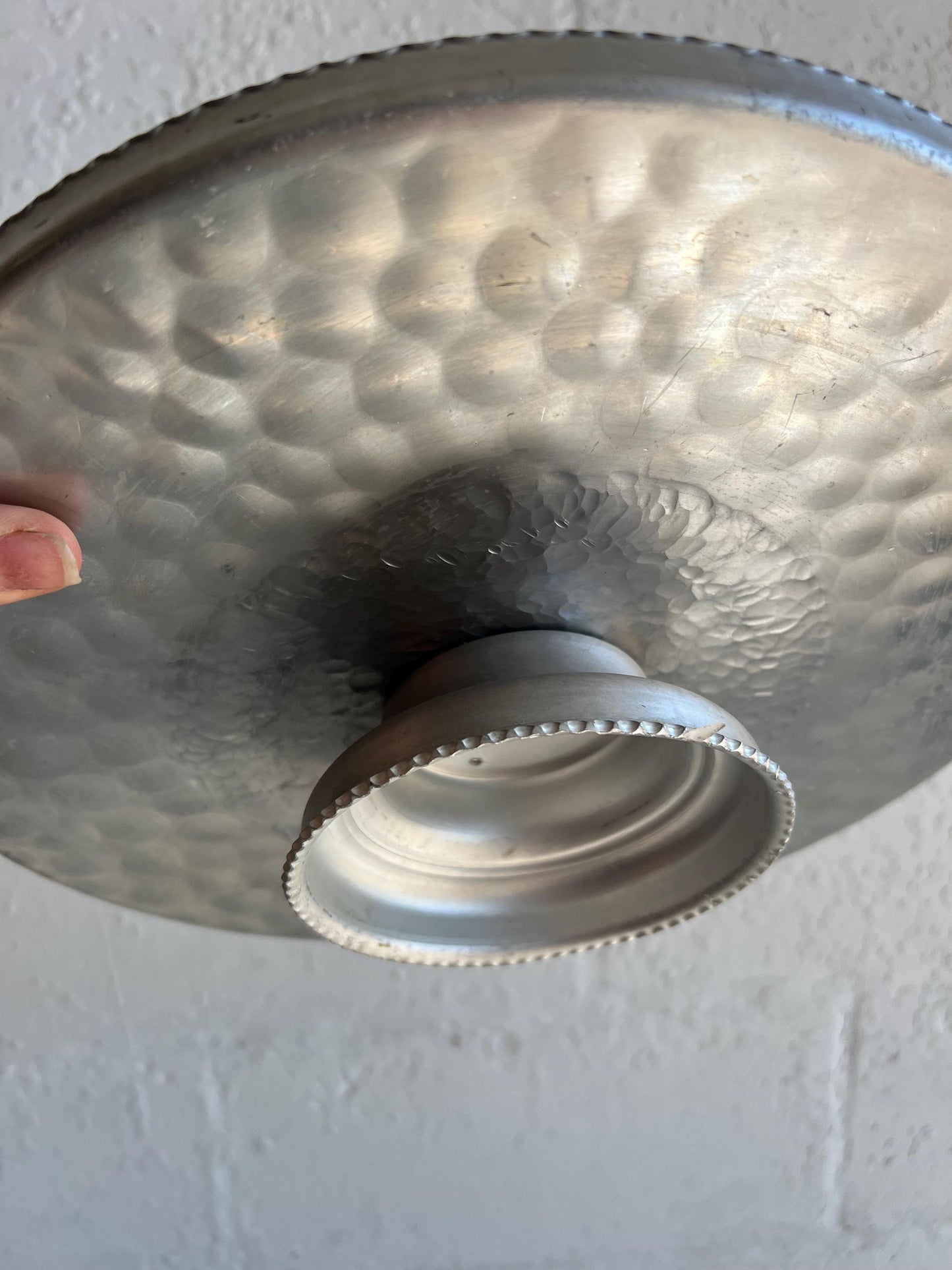Vintage Aluminum Embossed Tray with Pedestal Stand 12.25” | Vintage Platter, Vintage Cake Stand, Tray, Vintage Kitchenware, Aluminum
