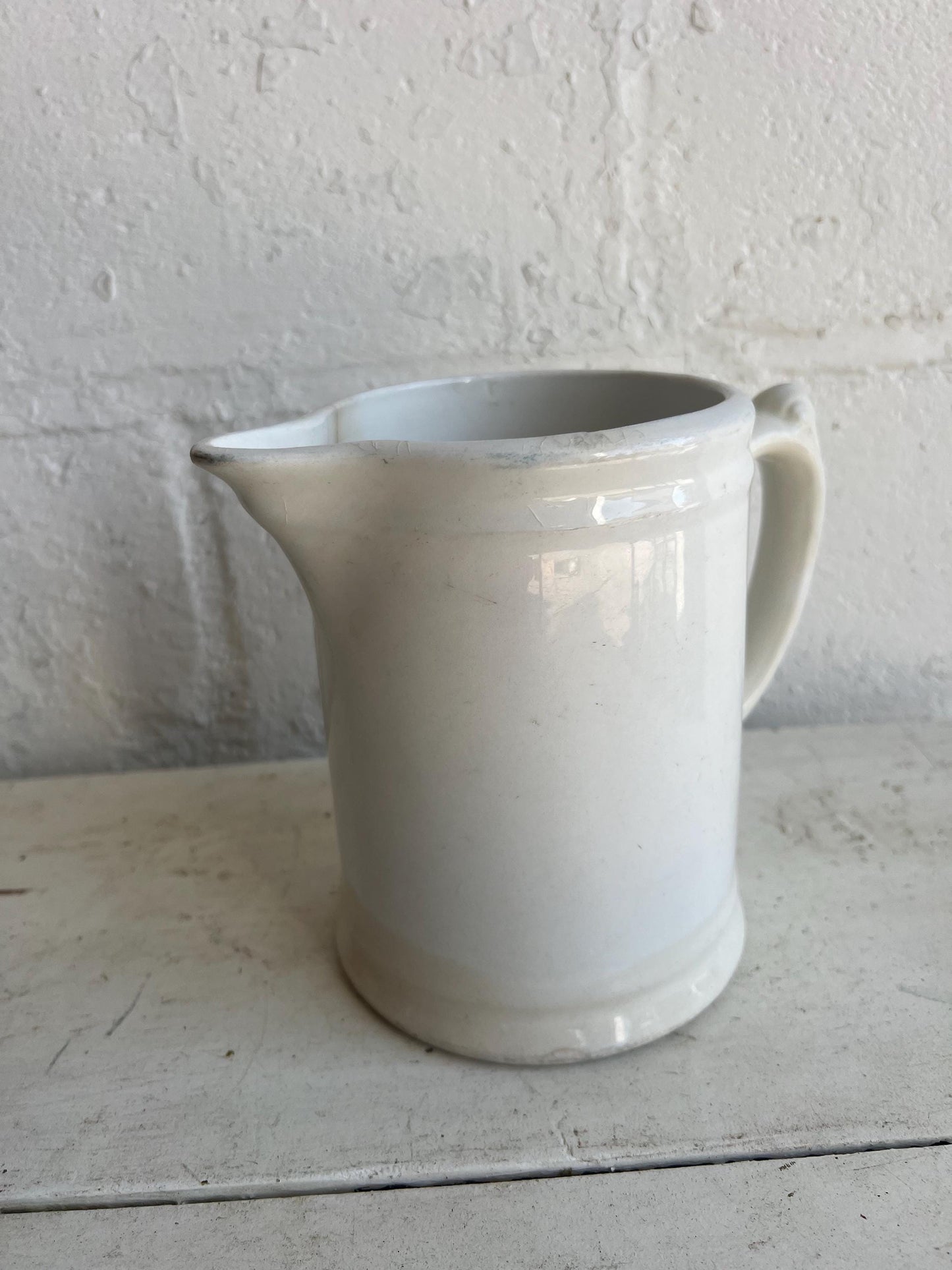 Antique Ironstone Milk Pitcher: Farmhouse Decor, Hotel Hercules China