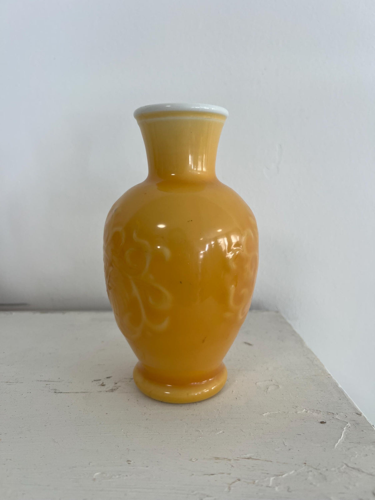 Vintage Yellow Avon Bottle Vase - 6.5" Vase, Spring Bouquet Fragrance, 1981