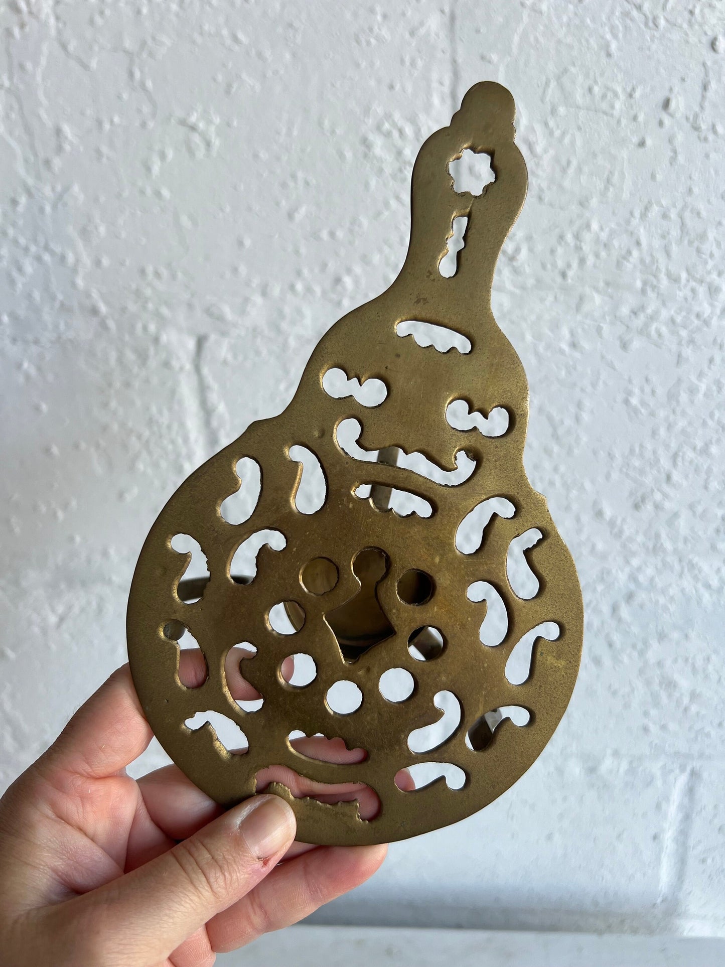 Vintage Brass Teapot Warming Trivet with Tea Light Holder
