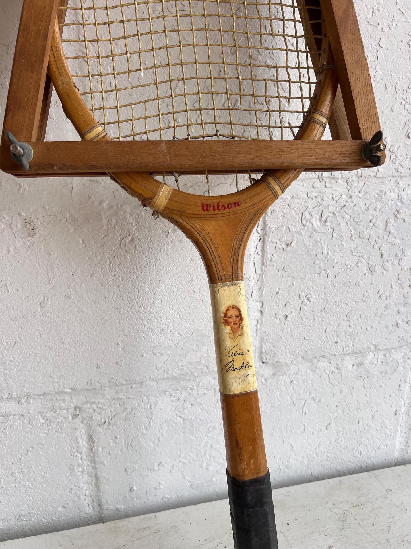 Vintage Tennis Racket - Single | Wilson Alice Marble Wooden Tennis Racket with Frame, Man Cave Details, Boys or Girls Room Vintage