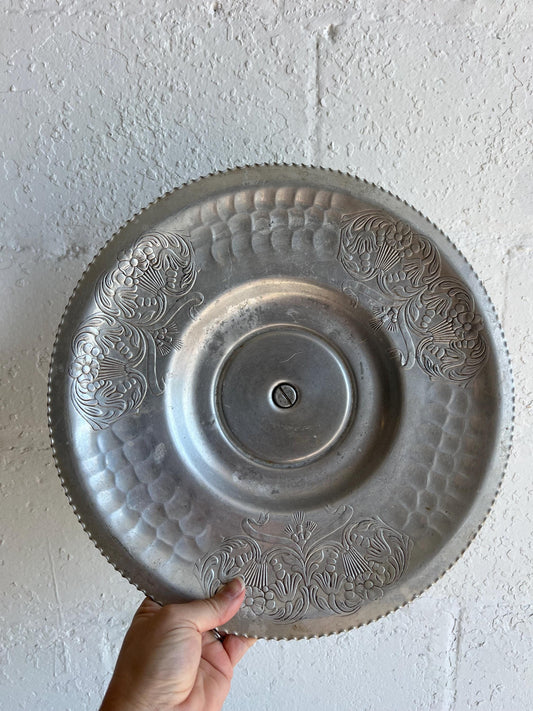 Vintage Aluminum Embossed Lazy Susan 14", LA Silver Co. | Vintage Platter, Vintage Cake Stand, Tray, Vintage Kitchenware, Aluminum