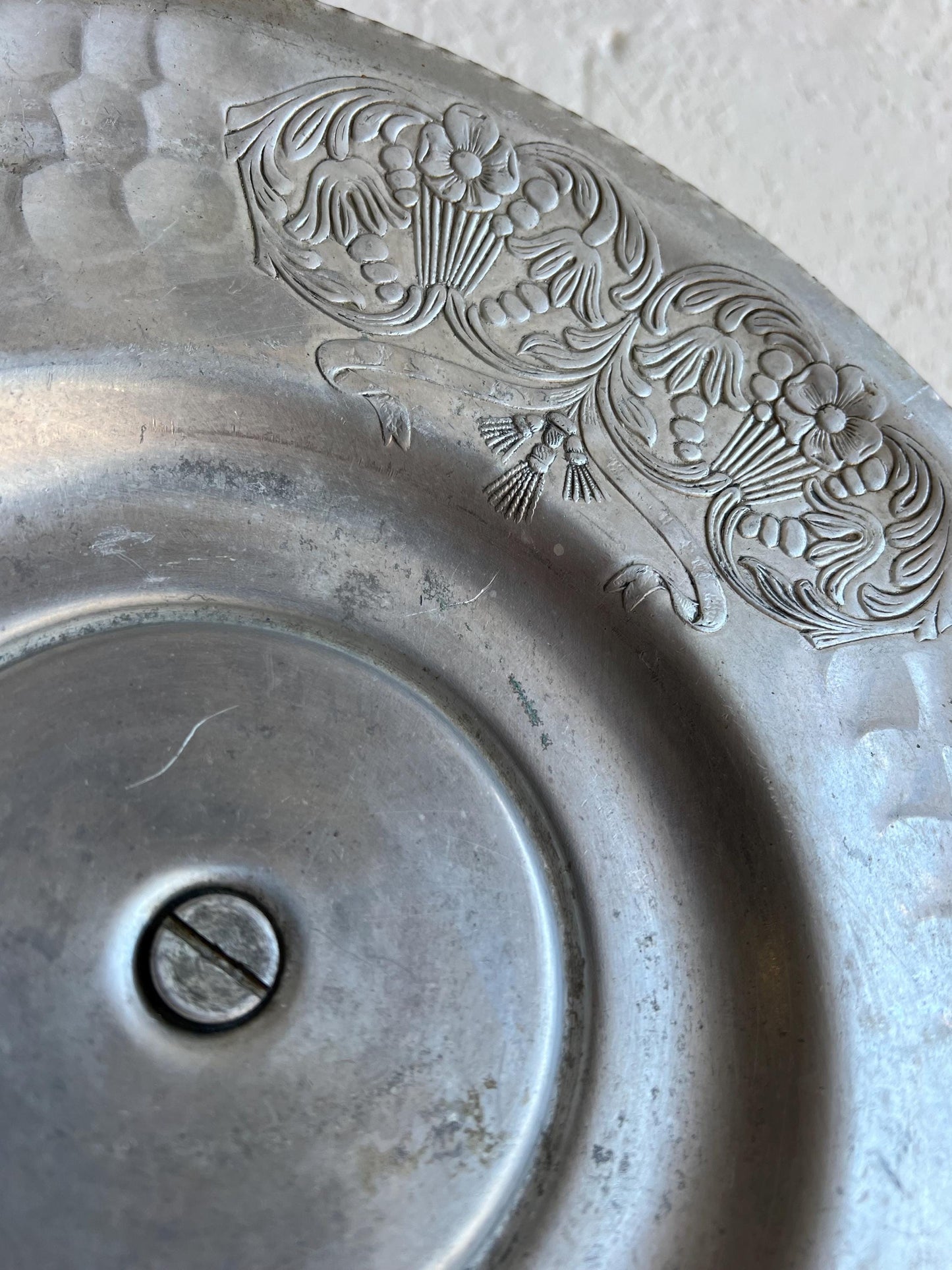 Vintage Aluminum Embossed Lazy Susan 14", LA Silver Co. | Vintage Platter, Vintage Cake Stand, Tray, Vintage Kitchenware, Aluminum