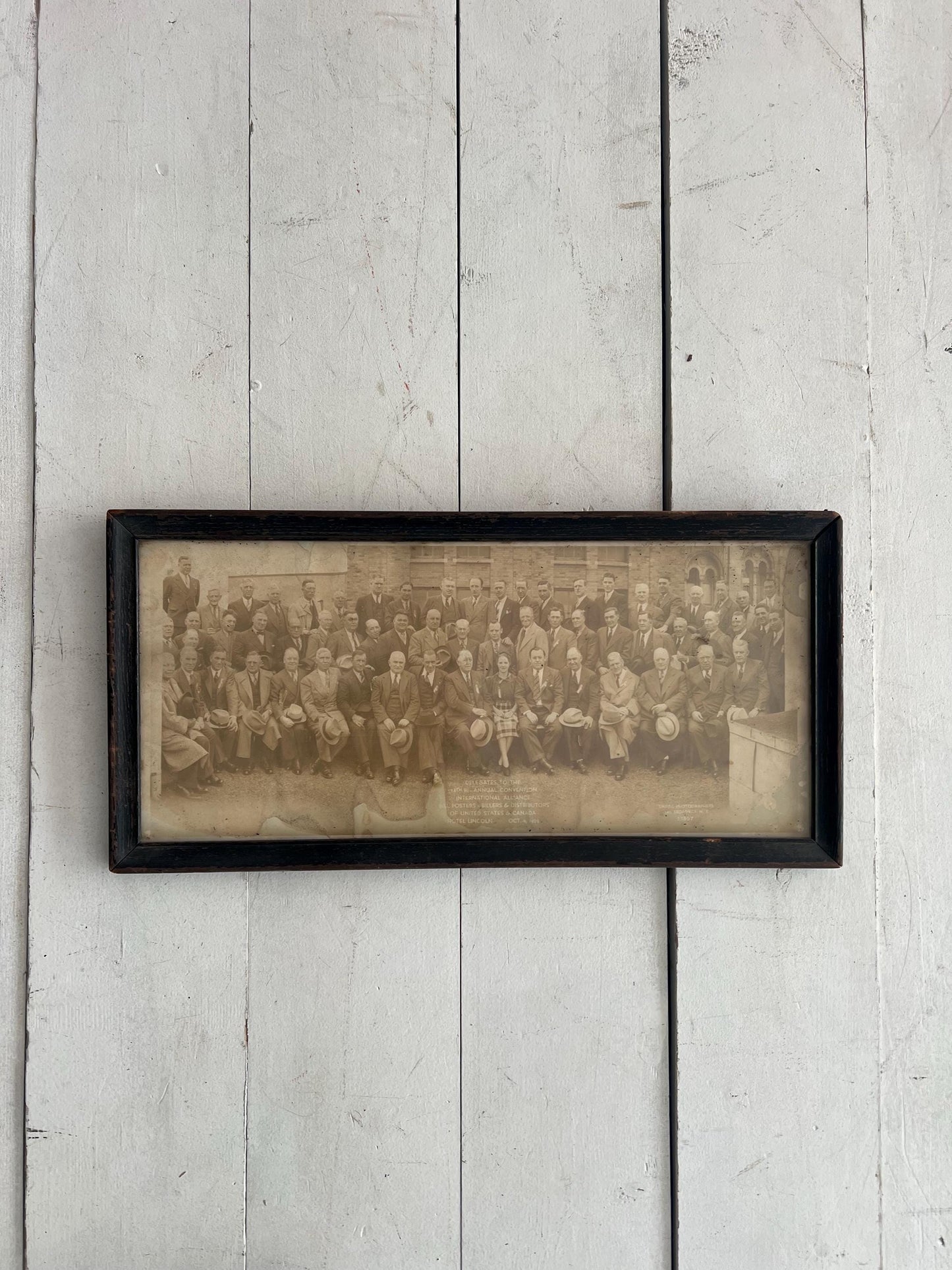 Vintage Framed Delegates Picture, 19" | 1939 International Alliance Photo, Wooden Frame, Vintage Man Cave, Vintage Picture Gallery Wall