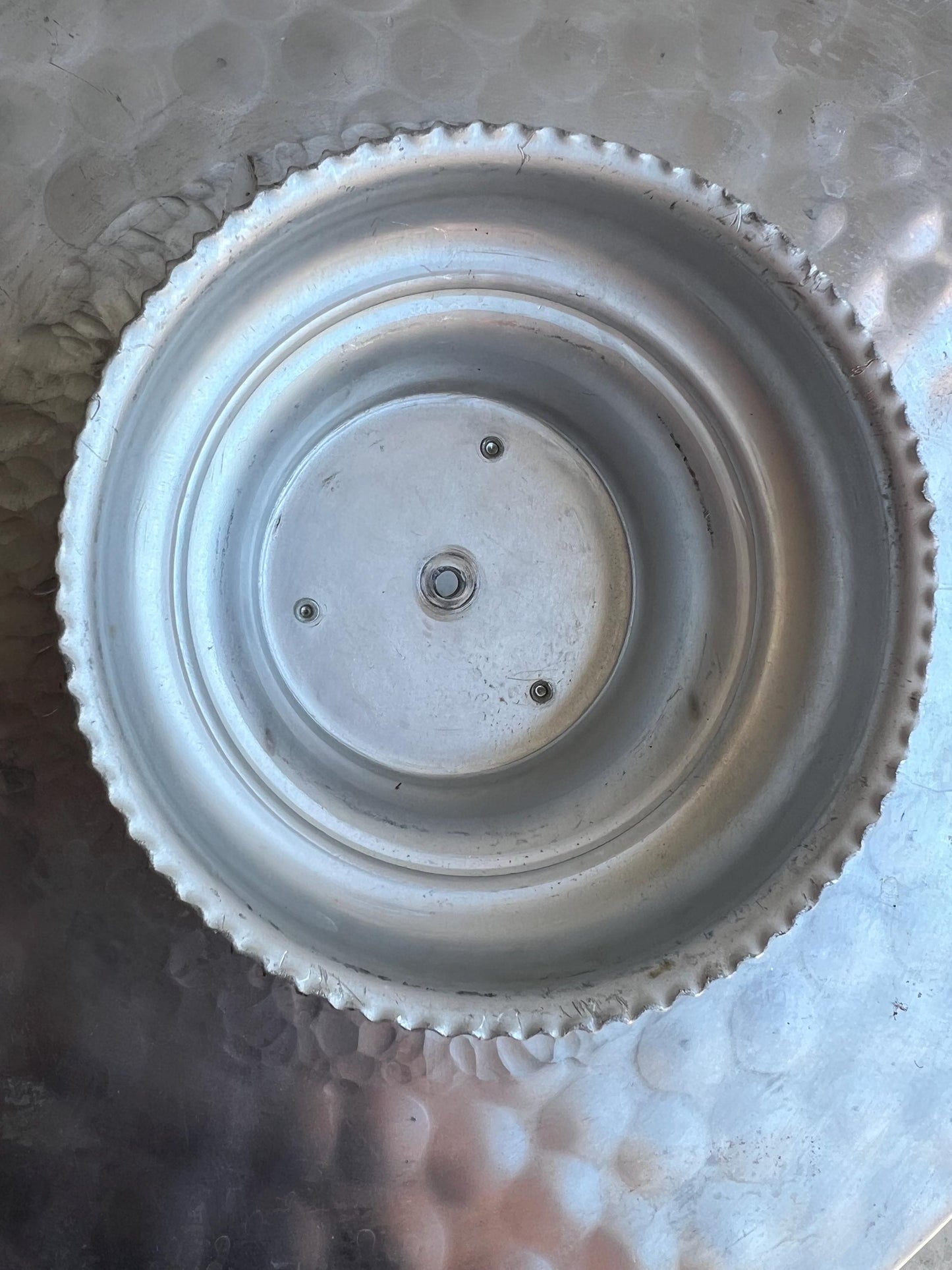 Vintage Aluminum Embossed Tray with Pedestal Stand 12.25” | Vintage Platter, Vintage Cake Stand, Tray, Vintage Kitchenware, Aluminum