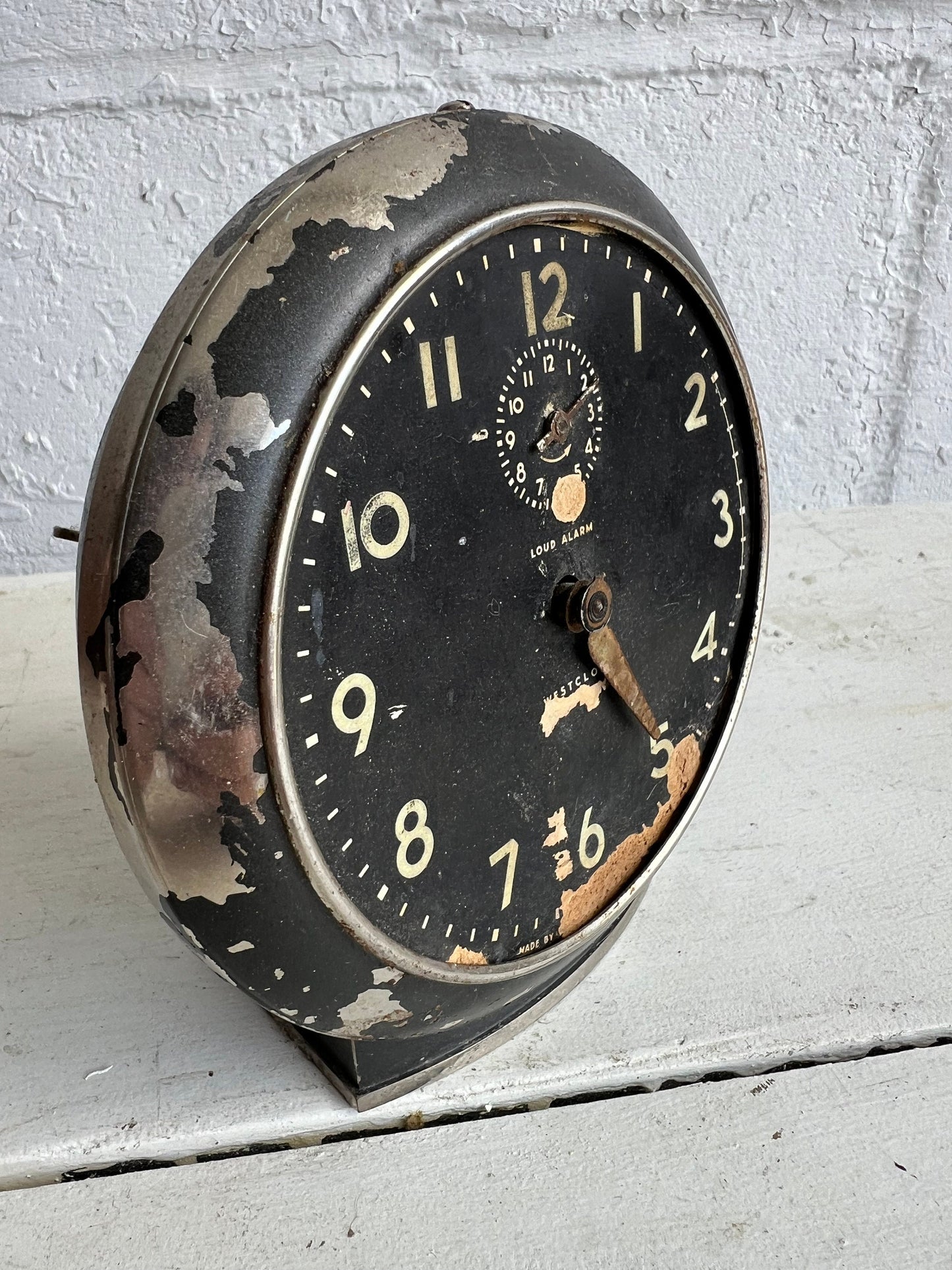 Vintage Big Ben Alarm Clock, 5.5" Black Old Clock, No Glass 1940s