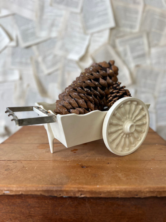 Vintage Ivory Wagon, Flower Cart Red Wing Planter | 12x8 Red Wing Pottery Planter | Ivory Planter | Neutral Home Decor| Neutral Vintage