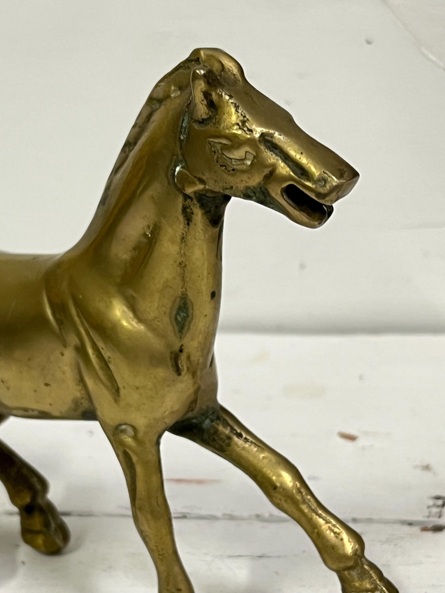Vintage Brass Horse, 6" Tall, Vintage Brass Animal, Vintage Horse Figurine, Brass, Patina