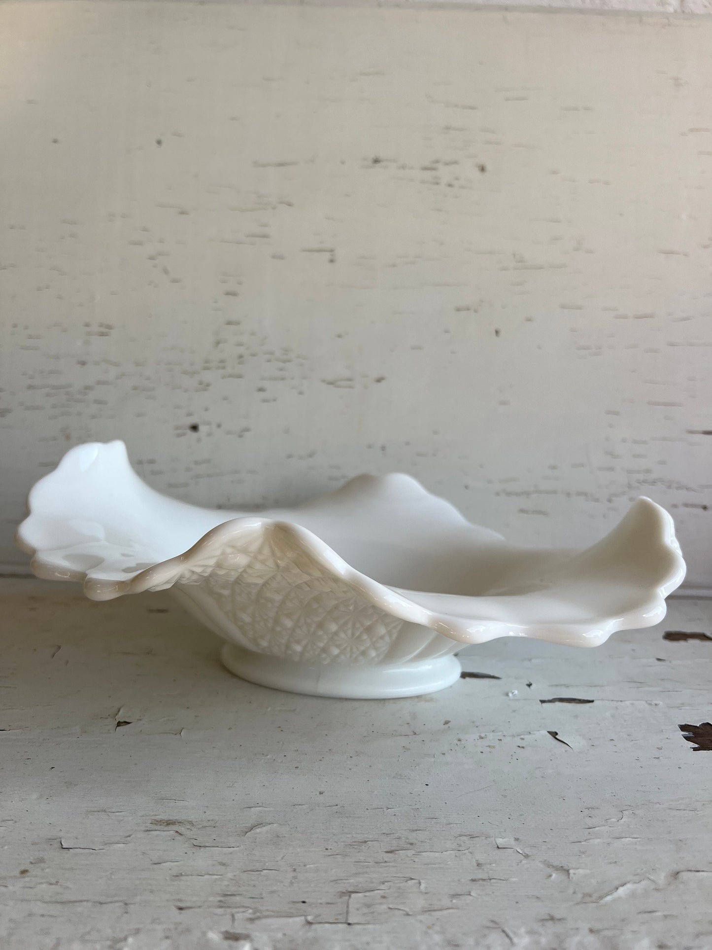 Vintage Fenton Milk Glass Serving Bowl | 12" Daisy Button Milk Glass Design | Vintage Serving Dish | Vintage Milk Glass