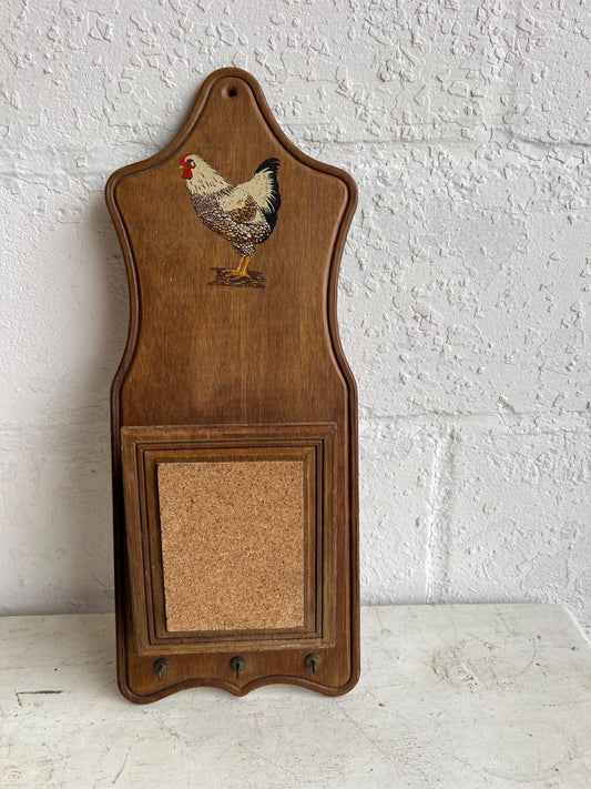 Vintage Wooden Chicken Key Holder & Mail Organizer, Rustic Home Decor, Vintage Farm Decor, Primitive Country Decor