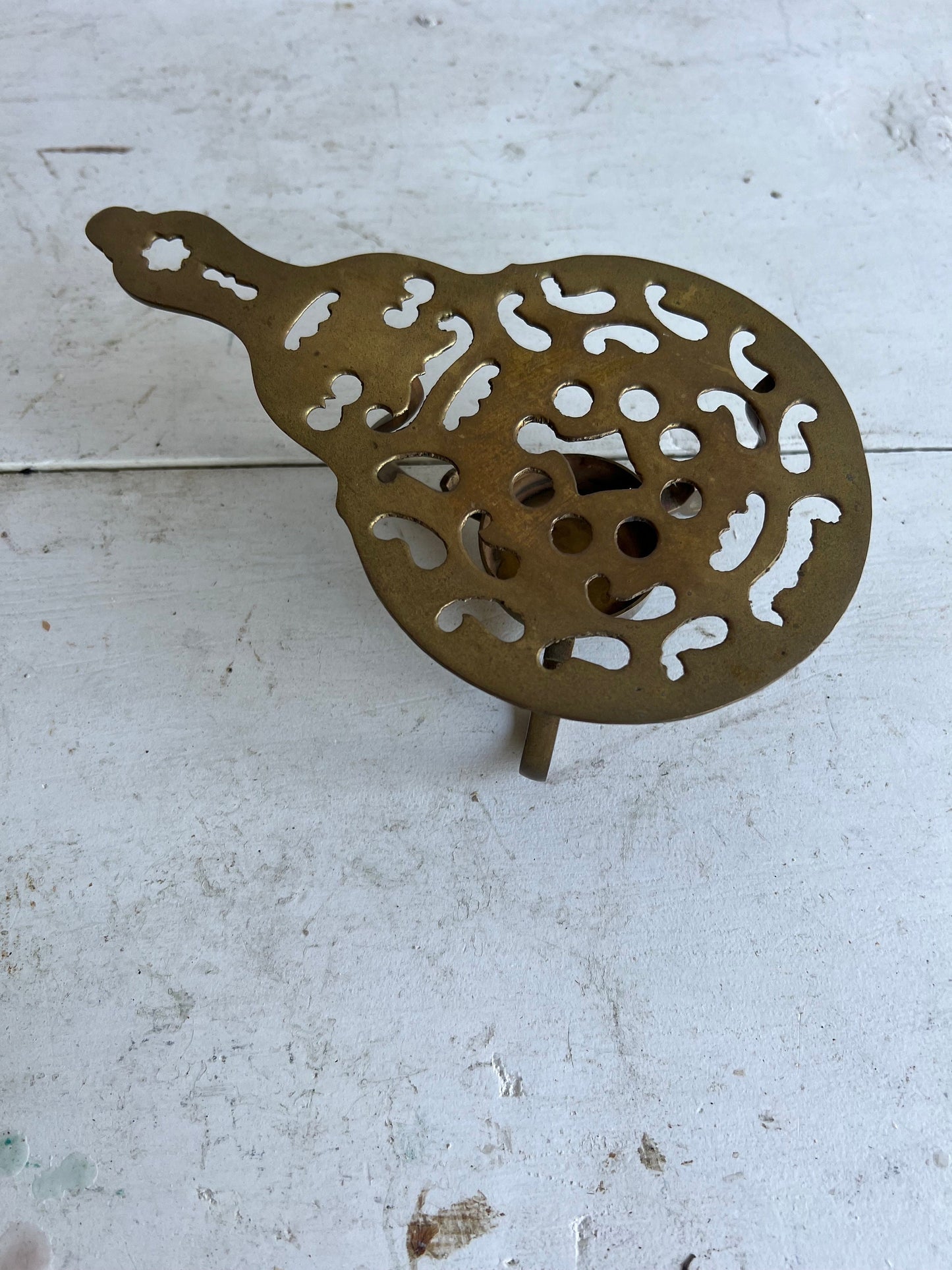 Vintage Brass Teapot Warming Trivet with Tea Light Holder