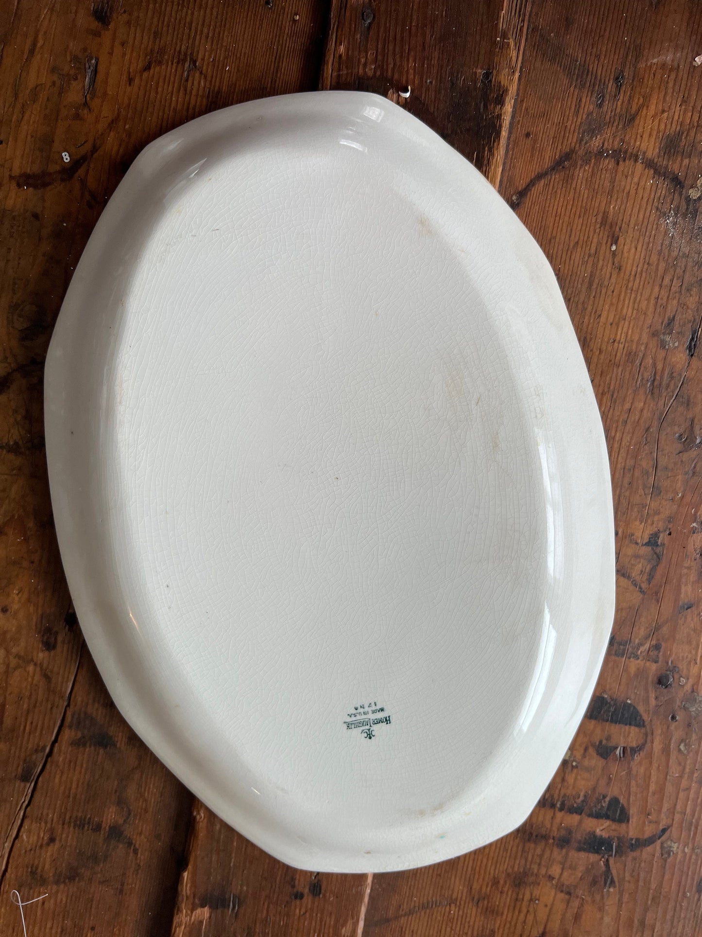 Vintage Homer Laughlin Floral & Gold Platter  | Large 15" Antique Platter