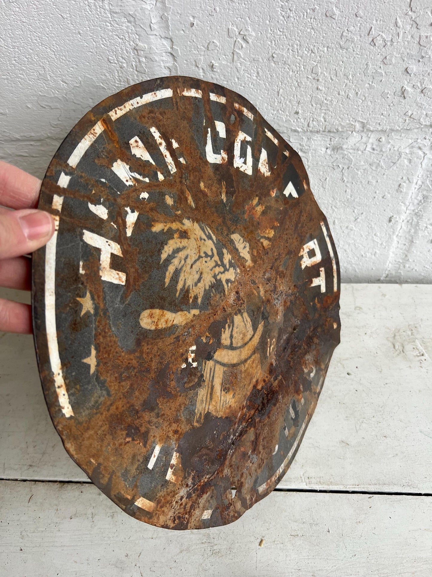 Vintage "HOME COMFORT" Metal Wall Sign, 12" Wide, Metal Industrial Sign