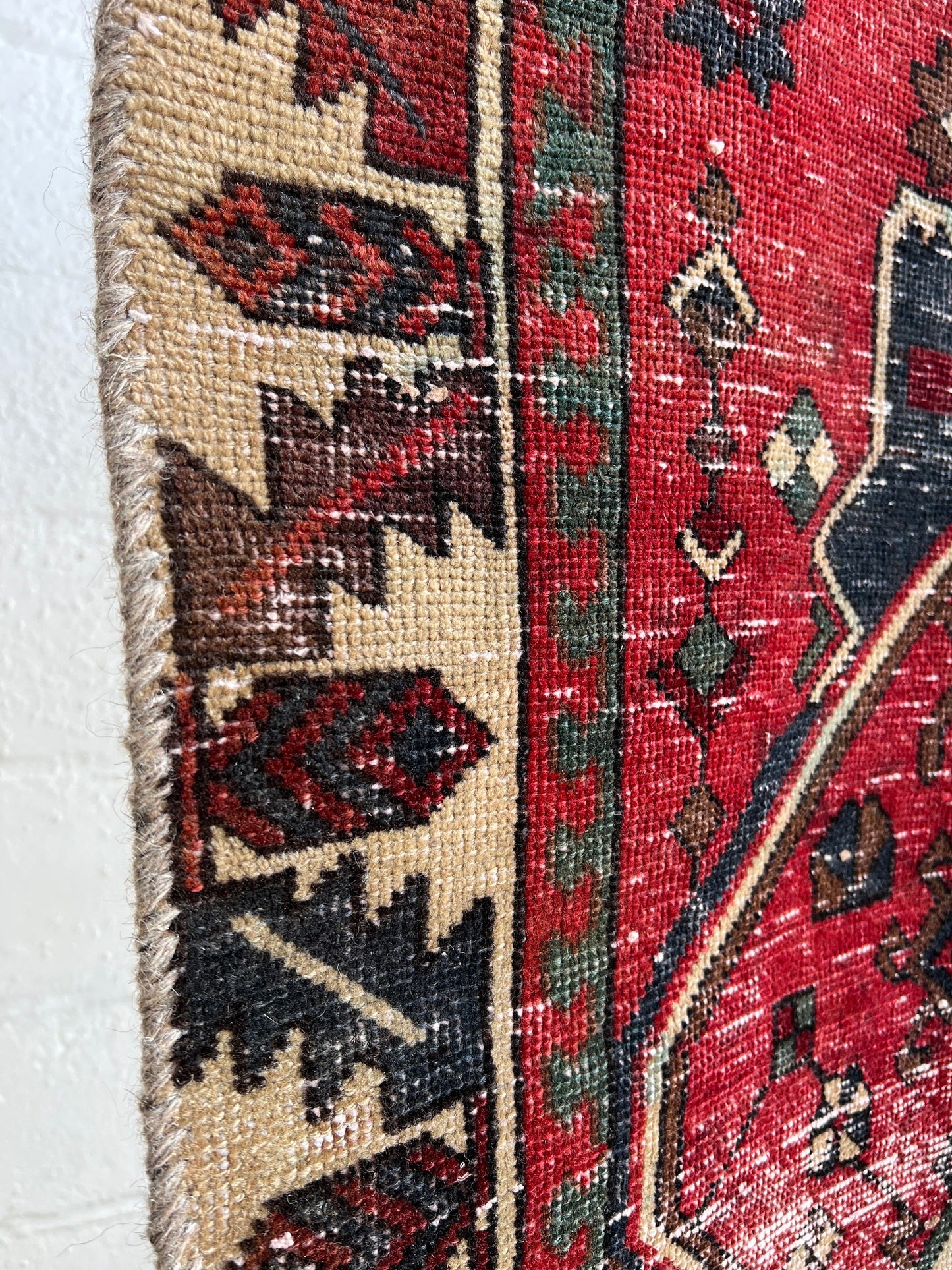 Vintage Oriental Rug 4.10x6.9', Handmade Burgundy, Cream & Blue  Pattern, Oriental rug Runner, Boho Runner, Hallway Rug, Kitchen Rug