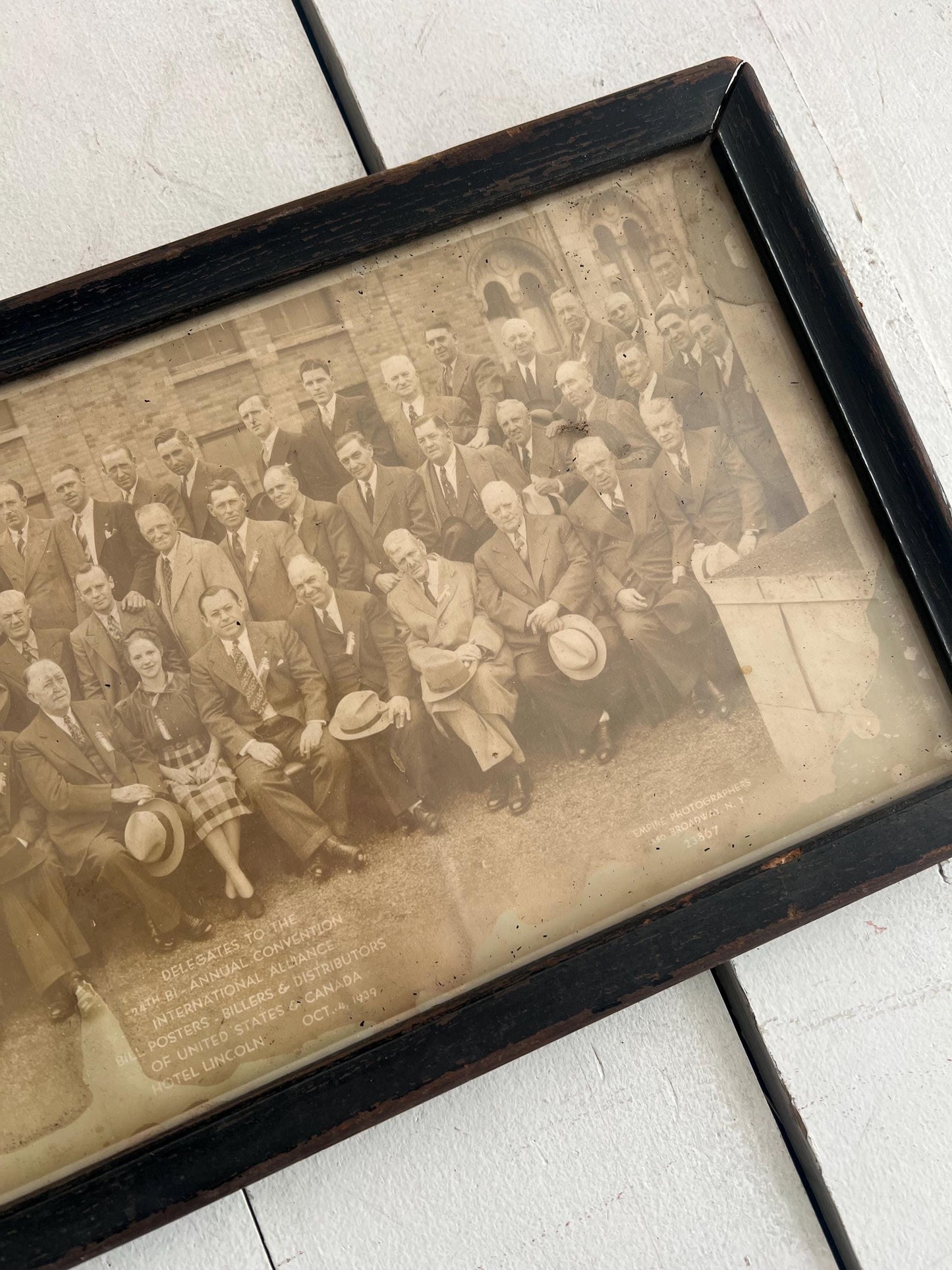 Vintage Framed Delegates Picture, 19" | 1939 International Alliance Photo, Wooden Frame, Vintage Man Cave, Vintage Picture Gallery Wall