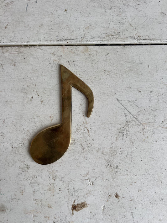 Vintage Brass Music Note Paper Weight | Unique Patinaed Brass Decor