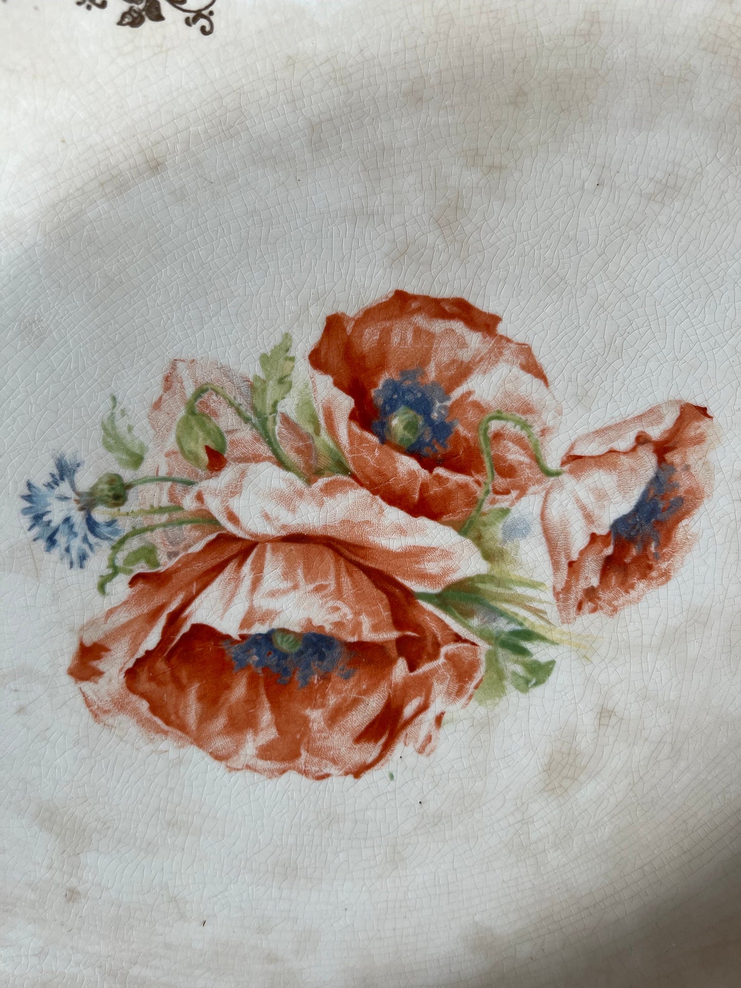 Vintage Homer Laughlin Floral & Gold Platter  | Large 15" Antique Platter