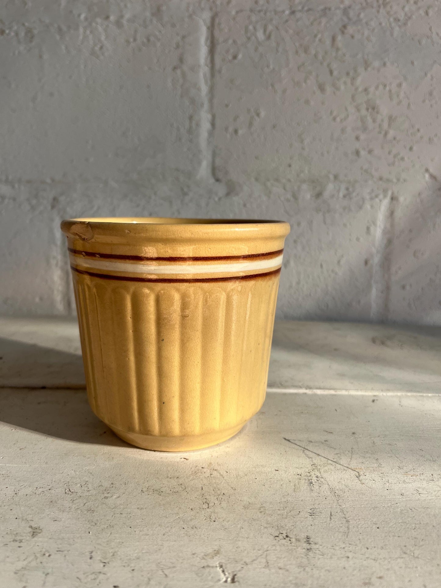 Vintage Red Wing Pottery Advertising Beater Bowl |  Vintage Stoneware Bowl for Mixing | Yellow 5" Pottery Bowl