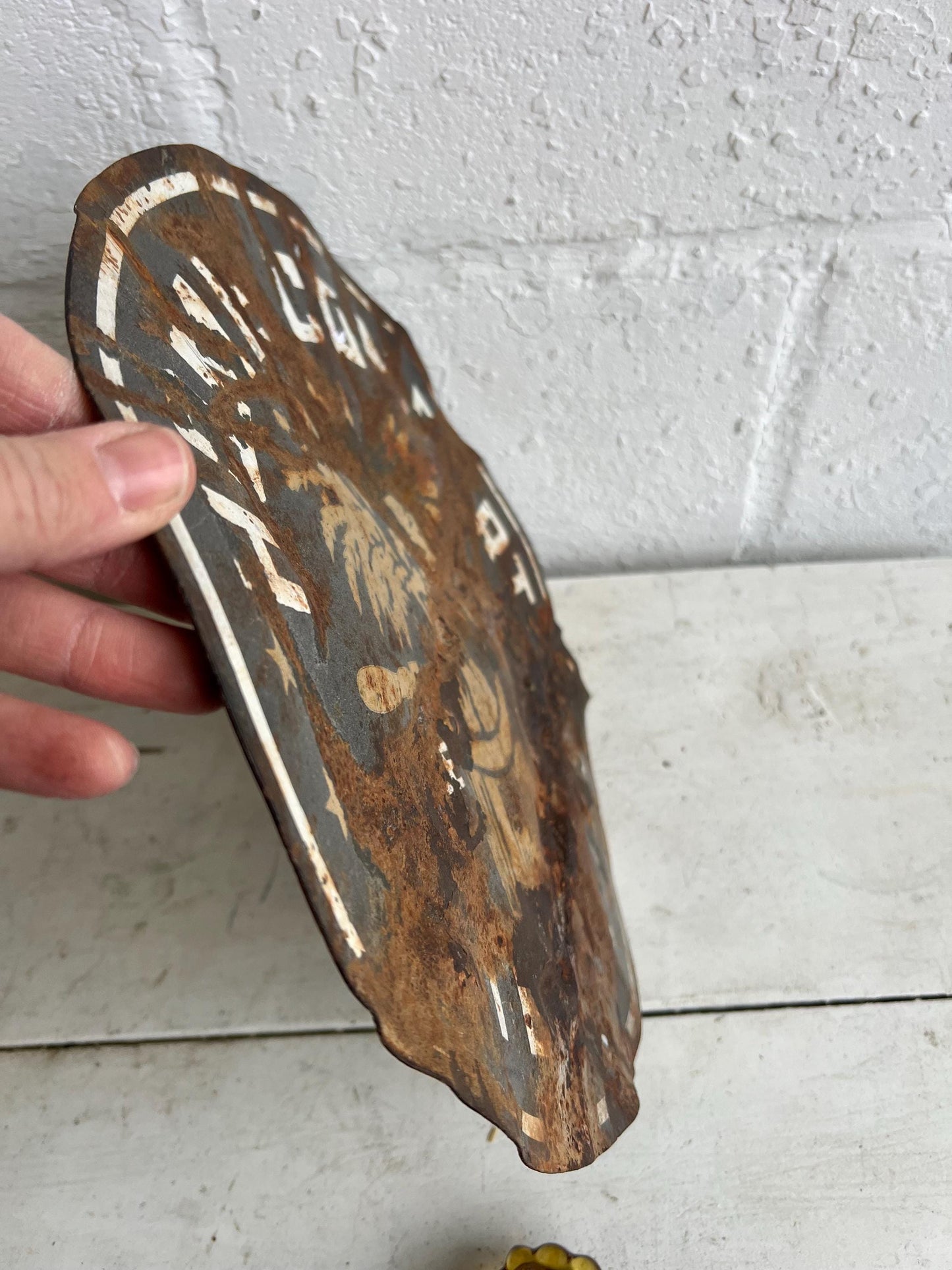 Vintage "HOME COMFORT" Metal Wall Sign, 12" Wide, Metal Industrial Sign