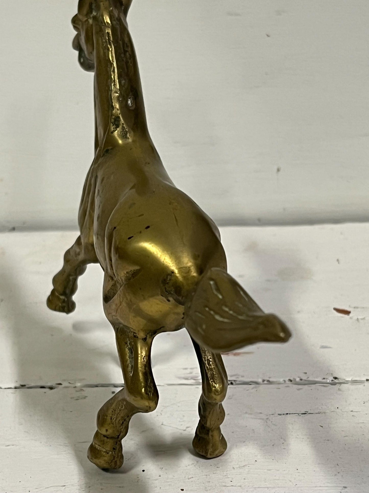 Vintage Brass Horse, 6" Tall, Vintage Brass Animal, Vintage Horse Figurine, Brass, Patina