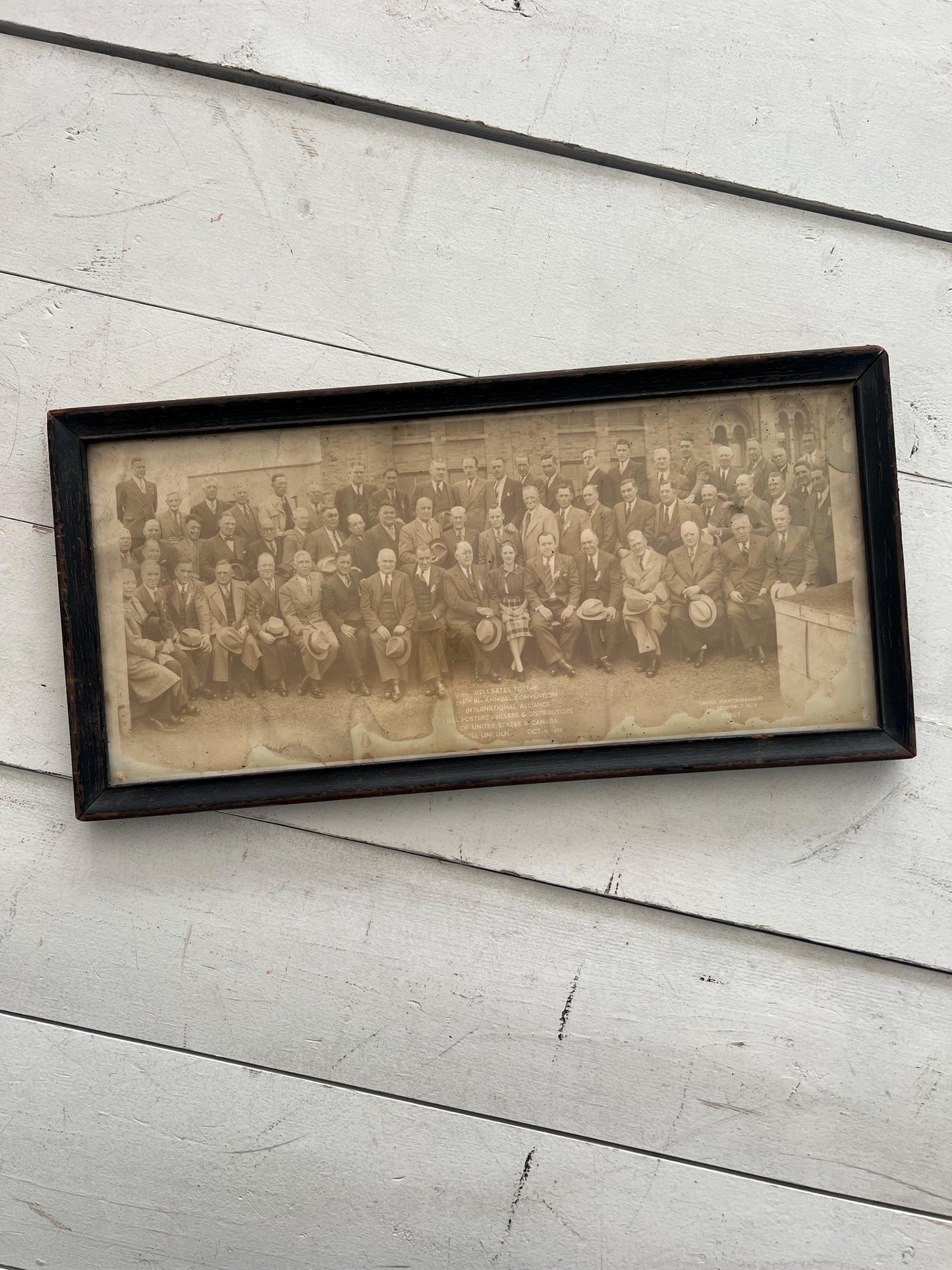 Vintage Framed Delegates Picture, 19" | 1939 International Alliance Photo, Wooden Frame, Vintage Man Cave, Vintage Picture Gallery Wall