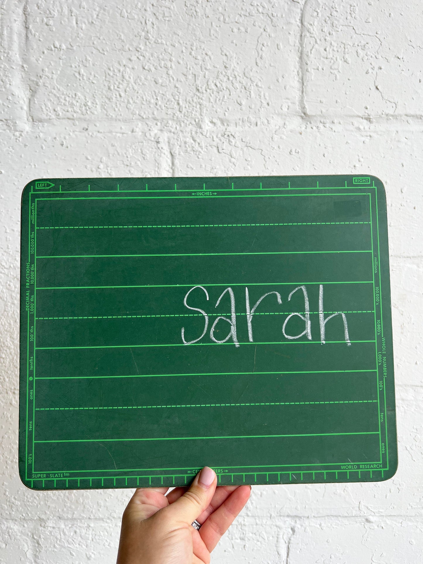 Vintage Green Slate Children's School Chalkboard 11x13, {ONE} Learning Chalkboard, Vintage School Chalkboard, Lined Chalkboard