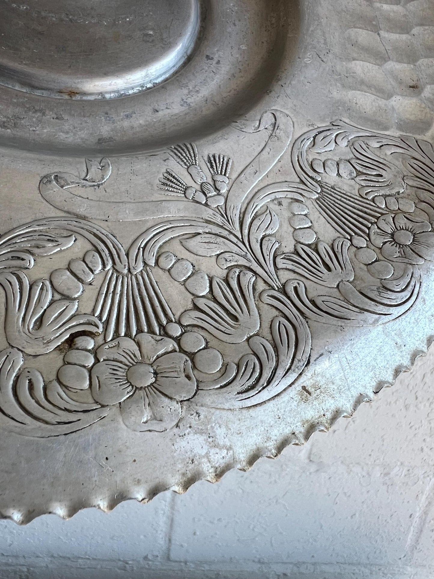 Vintage Aluminum Embossed Lazy Susan 14", LA Silver Co. | Vintage Platter, Vintage Cake Stand, Tray, Vintage Kitchenware, Aluminum
