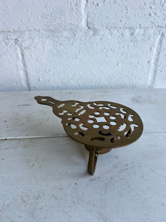 Vintage Brass Teapot Warming Trivet with Tea Light Holder