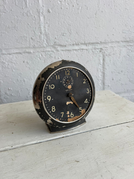 Vintage Big Ben Alarm Clock, 5.5" Black Old Clock, No Glass 1940s