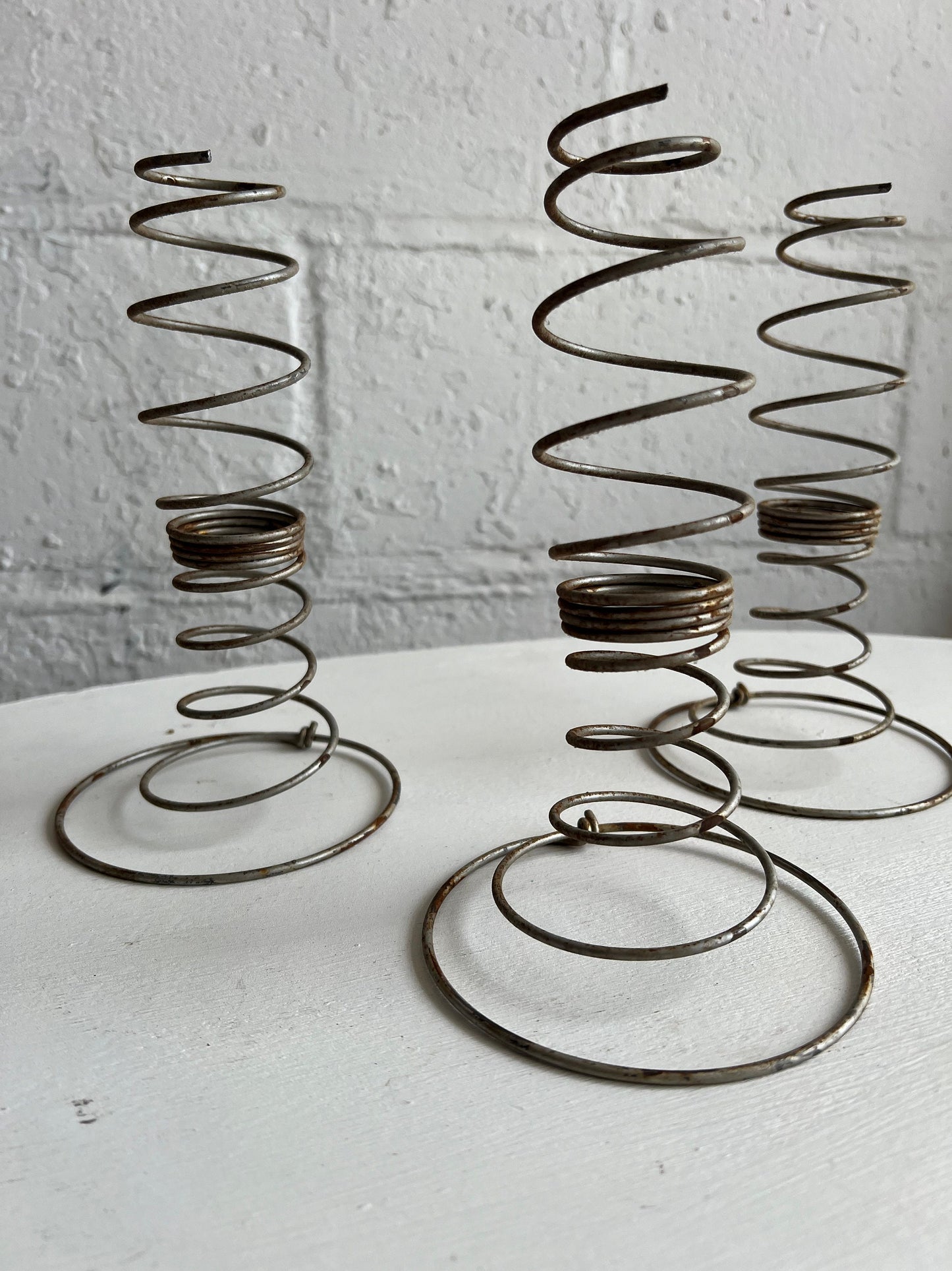 Vintage Industrial Bed Springs {Set of 3} | Vintage Metal Coil Springs | Industrial Project Piece 8" Tall, Free-Standing