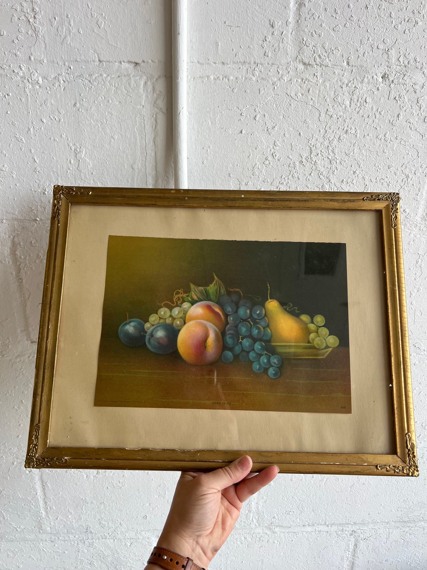 Antique Fruit Still Life Chromolithograph, by James Lee, Vintage Fruit Art, Antique Art, Framed 17.5" x 13.5"