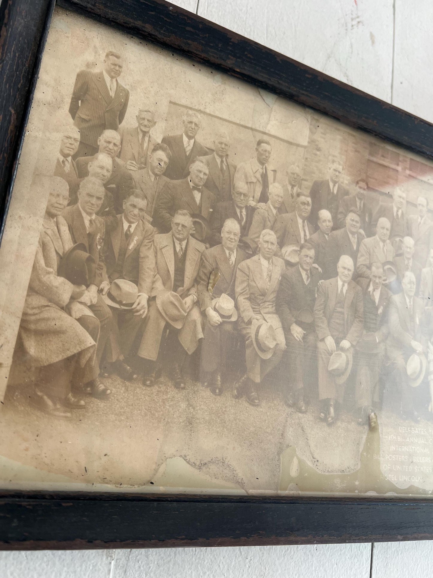 Vintage Framed Delegates Picture, 19" | 1939 International Alliance Photo, Wooden Frame, Vintage Man Cave, Vintage Picture Gallery Wall