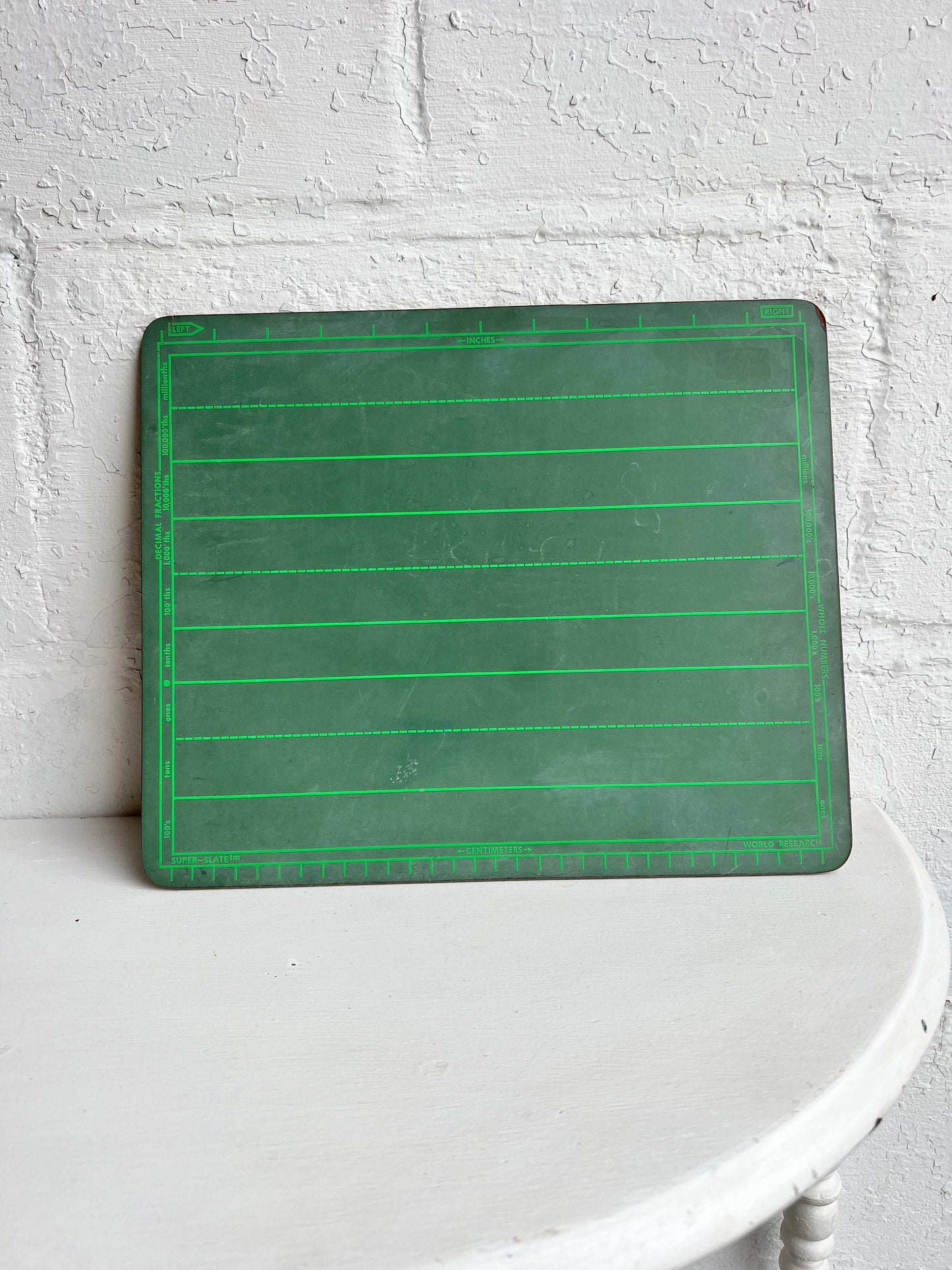 Vintage Green Slate Children's School Chalkboard 11x13, {ONE} Learning Chalkboard, Vintage School Chalkboard, Lined Chalkboard