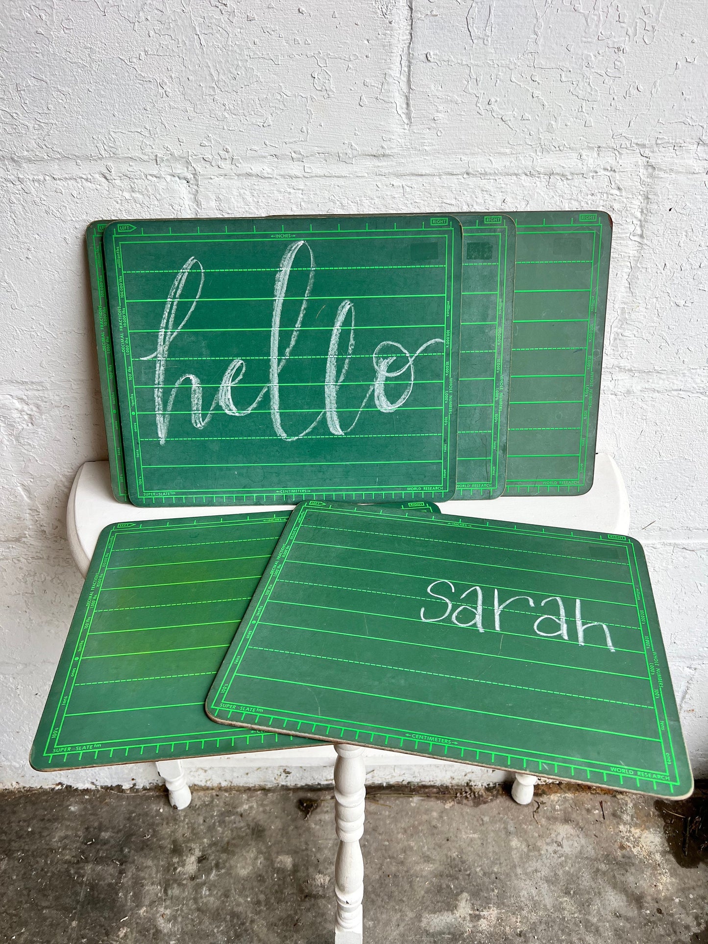 Vintage Green Slate Children's School Chalkboard 11x13, {ONE} Learning Chalkboard, Vintage School Chalkboard, Lined Chalkboard