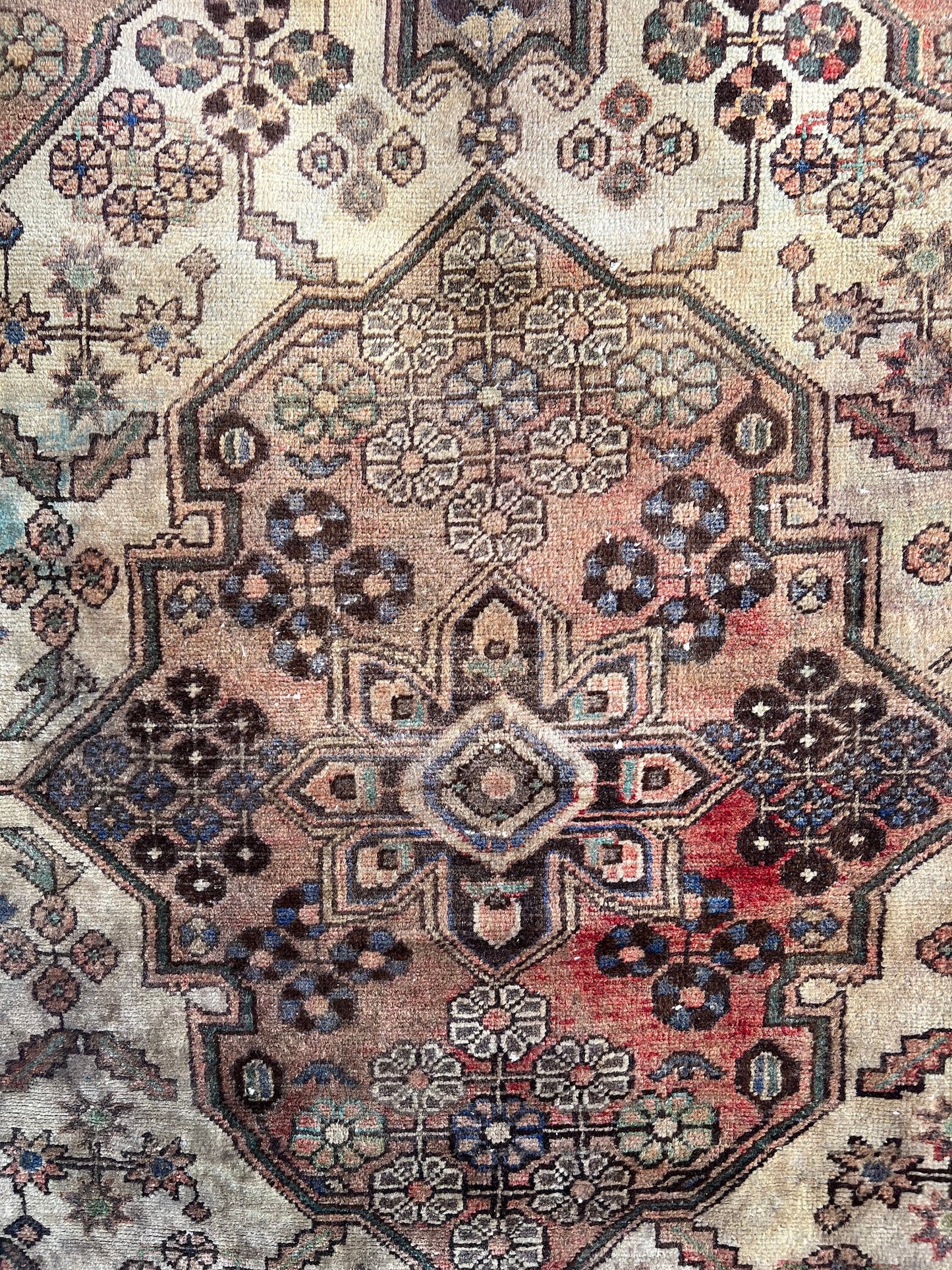 Vintage Oriental Rug 2.9’x4.7', Handmade, Muted Brown & Cream Geometric Pattern, Oriental rug Runner, Boho Runner, Hallway Rug, Kitchen Rug