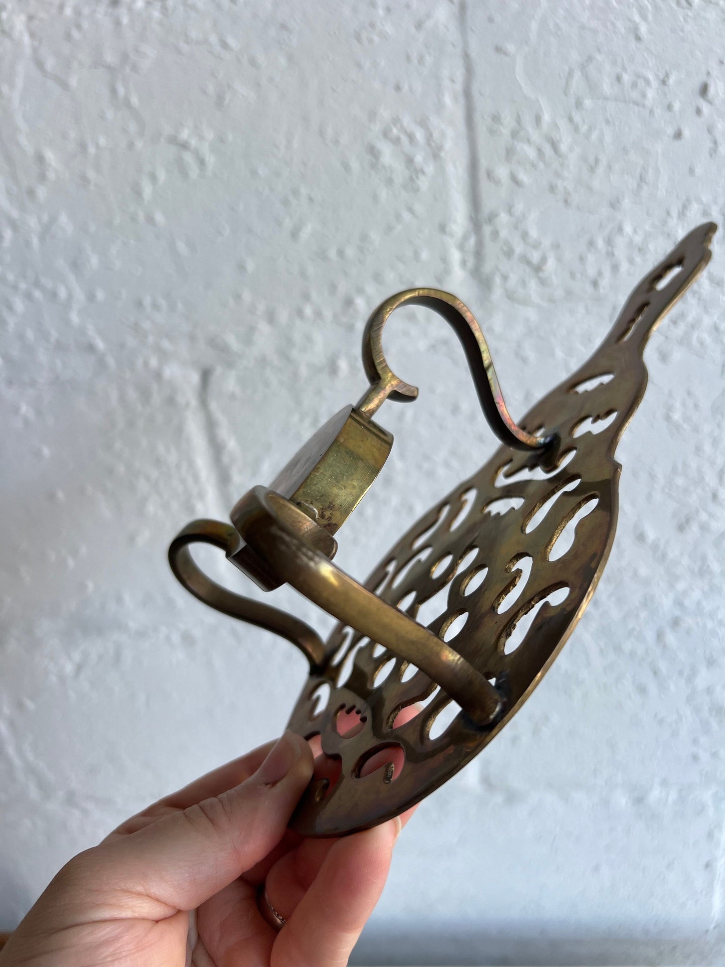 Vintage Brass Teapot Warming Trivet with Tea Light Holder