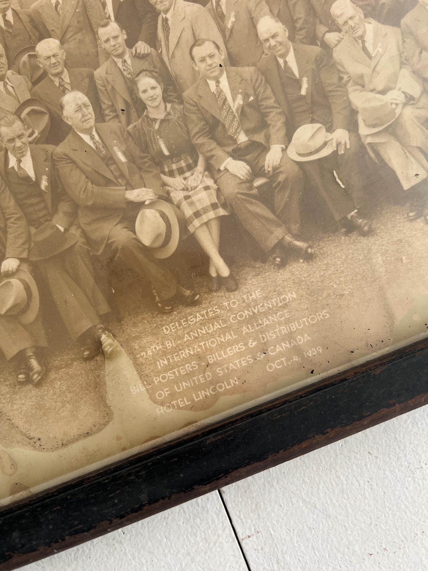 Vintage Framed Delegates Picture, 19" | 1939 International Alliance Photo, Wooden Frame, Vintage Man Cave, Vintage Picture Gallery Wall