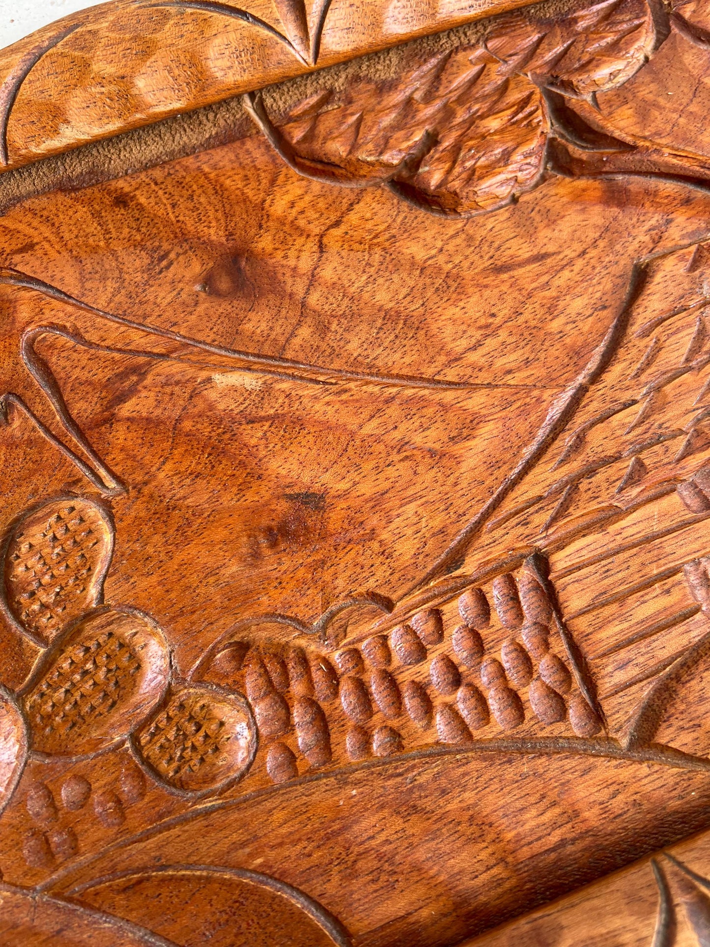 Vintage Hand Carved Wood Serving Tray, Vintage Cactus Tray, MCM Serving Tray