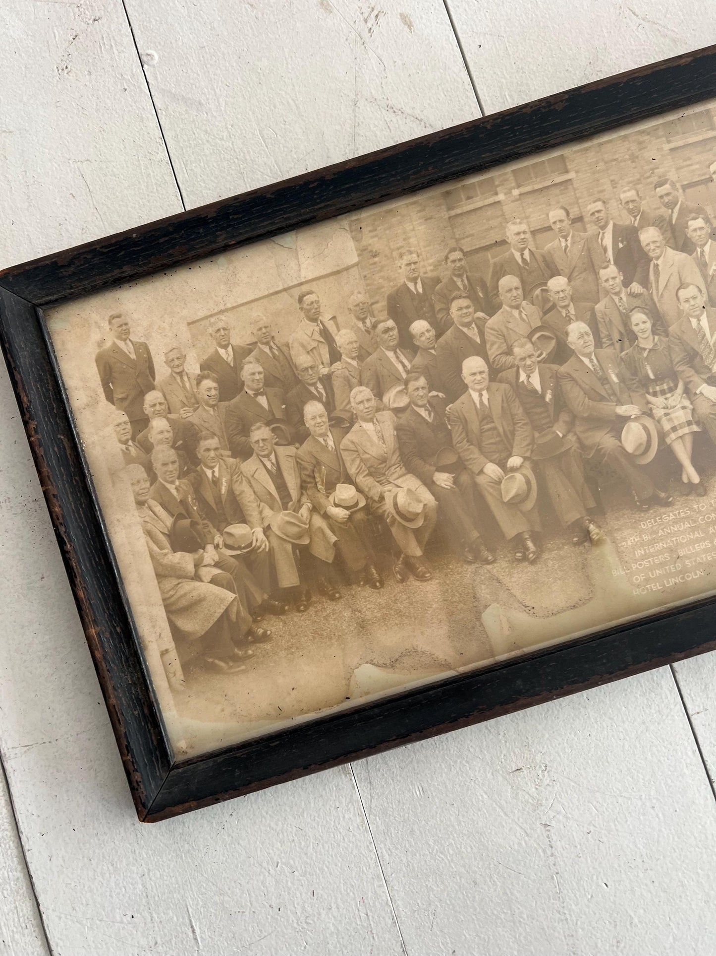 Vintage Framed Delegates Picture, 19" | 1939 International Alliance Photo, Wooden Frame, Vintage Man Cave, Vintage Picture Gallery Wall