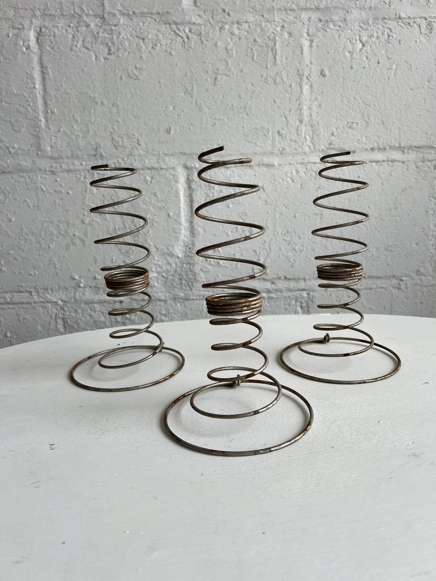 Vintage Industrial Bed Springs {Set of 3} | Vintage Metal Coil Springs | Industrial Project Piece 8" Tall, Free-Standing