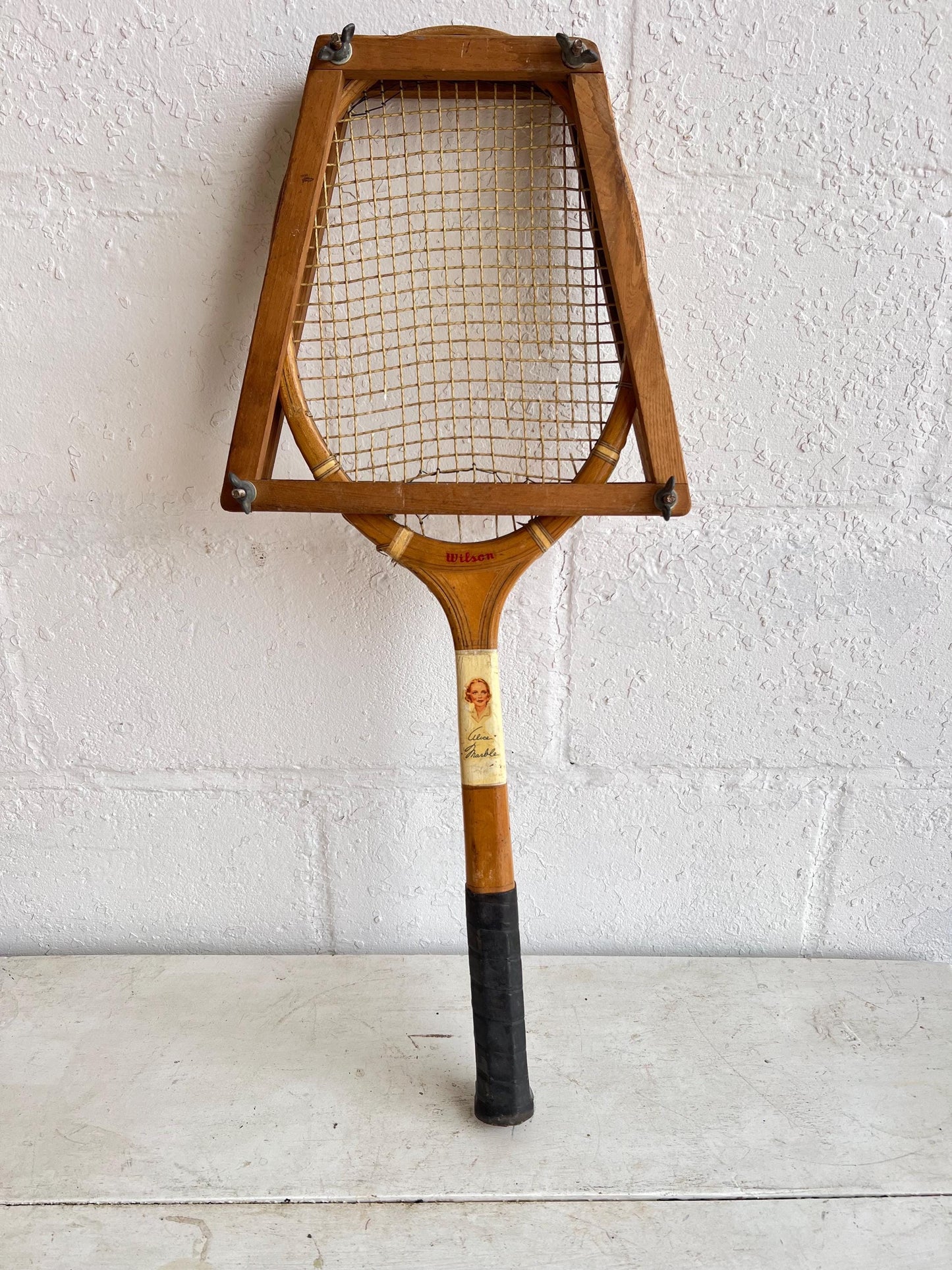 Vintage Tennis Racket - Single | Wilson Alice Marble Wooden Tennis Racket with Frame, Man Cave Details, Boys or Girls Room Vintage
