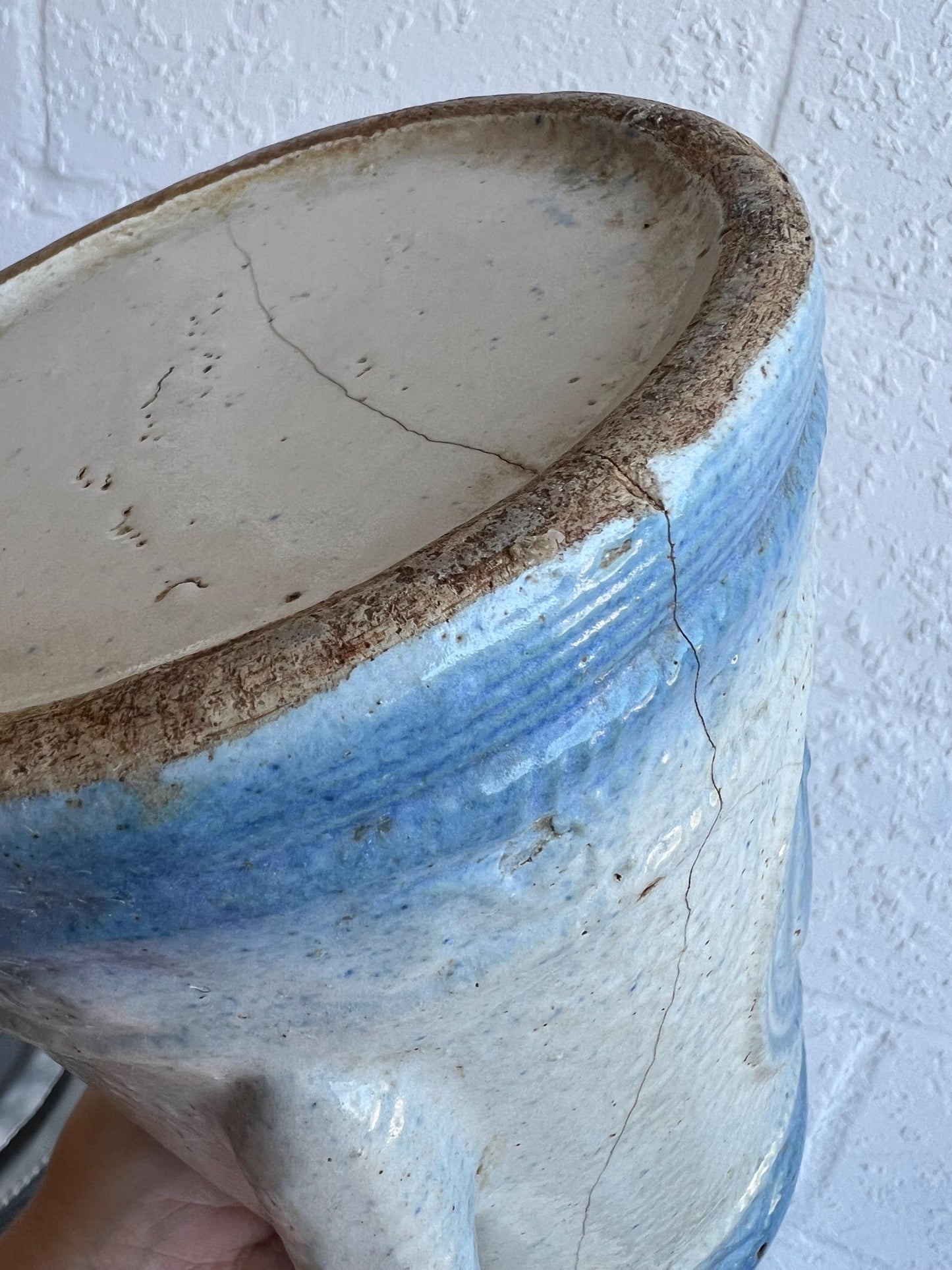 Antique Salt Glaze Stoneware Pitcher, 8" Pitcher Grey & Blue Details with Cows, Old Stoneware Pottery, Antique Stoneware, Farmhouse Decor
