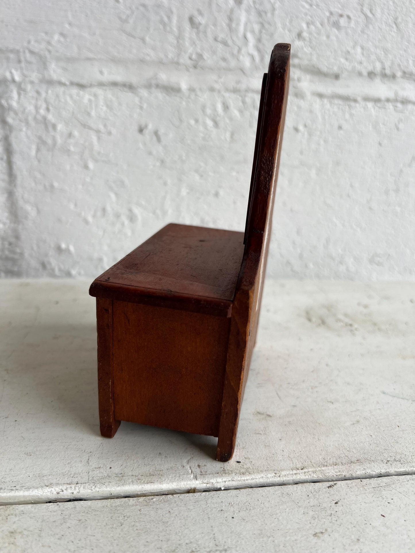 Vintage Dollhouse Wooden Furniture, Wooden Dresser with Mirror, Miniature Furniture, 5.75" Tall