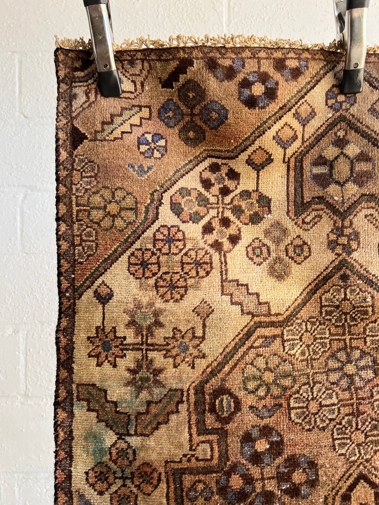 Vintage Oriental Rug 2.9’x4.7', Handmade, Muted Brown & Cream Geometric Pattern, Oriental rug Runner, Boho Runner, Hallway Rug, Kitchen Rug
